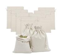 Megcdtr Sacos de algodón, 10 unidades de bolsas de algodón con cordón, 10 x 15 cm, bolsas de tela, bolsas de tela, bolsas de regalo pequeñas para joyas, bodas, Navidad, fiestas (beige)
