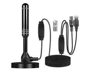 MEgegulo Antena de TV portátil de alta definición para interiores y exteriores, recepción de 360°, antena de TV gratuita de alta ganancia, antena de TV compatible con 4K 1080P VHF/UHF, potenciador de