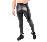 Meggings de Cuero Vegano Kapow para Hombre - Meggings Elásticos de Moda Negros, Estilo de Estrella de Rock para Fiestas y Streetwear, Cuero Sintético Cómodo