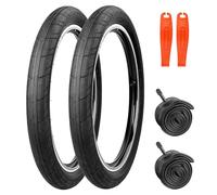 MEGHNA 20 x 2,4 pulgadas (64 - 406) MTB Cubierta de neumáticos para bicicleta de montaña juveniles/BMX/bicicletas plegables (negro, 2 neumáticos+2 mangueras+2 palancas de neumáticos, 20 x 2,4 pulgadas