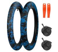 MEGHNA 20 x 2,4 pulgadas (64 - 406) MTB neumático de bicicleta de montaña / bicicleta plegable (negro y azul, 2 neumáticos+2 mangueras+2 palancas de neumáticos, 20 x 2,4 pulgadas)
