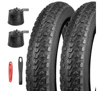MEGHNA Cubiertas para bicicleta eléctrica de 16/20/26 x 3,0 pulgadas, compatible con 76-305/76-406/76-559 MTB/Fat Tires/Snow&Electric Bike (todo negro (2 neumáticos+2 mangueras+2 palancas de