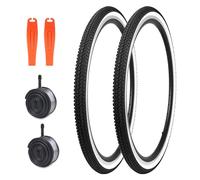 MEGHNA Juego de 2 neumáticos para bicicleta, 2 unidades, 24/26 x 1,5 pulgadas, 2 cámaras AV35 mm + 2 palancas de neumáticos para MTB/Gravelbike/bicicleta de carretera/bicicleta plegable