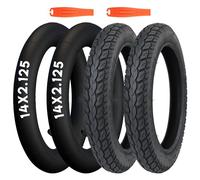 MEGHNA Kit de 2 neumáticos para bicicleta eléctrica de 14x2.125, cubierta de 14 pulgadas 57-254+Kit de 2 cámaras de aire de 14x1.75/2.125 AV32mm válvul 2 elevadores de neumáticos para bicicleta