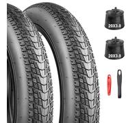 MEGHNA Neumáticos de bicicleta de 20 x 3,0 (76-406) Premium Comfort & All-Terrain Grip ideal para Fat Bicycle, bicicletas eléctricas, MTB (2 neumáticos+2 mangueras+2 palancas de neumáticos, 20 x 3,0)