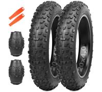 MEGHNA Neumáticos para bicicleta Fatbike 98-406, 20 x 4,0, cubierta de alta calidad, para bicicleta eléctrica, fatbike/4 pulgadas (todo negro (solo 2 neumáticos+2 palancas de neumáticos, sin mangueras