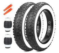 MEGHNA Neumáticos para bicicleta Fatbike 98-406, 20 x 4,0, cubierta de bicicleta de alta calidad, para bicicleta eléctrica, fatbike/4 pulgadas (pared lateral blanca (solo 2 neumáticos+2 palancas de