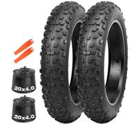 MEGHNA Neumáticos para bicicleta Fatbike 98-406, 20 x 4,0, cubierta de bicicleta de alta calidad, para bicicleta eléctrica, fatbike/4 pulgadas (todo negro (2 neumáticos, 2 mangueras, 2 palancas de