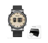 MEGIR 2020 - Reloj de lujo para adultos, deportivo, militar, de cuarzo, con puntero giratorio, de acero
