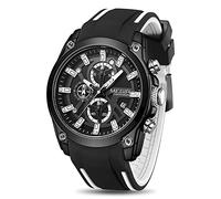 MEGIR Reloj analógico deportivo para hombre, con cronógrafo, luminoso, de cuarzo, con correa de silicona de moda, color blanco, Blanco, Moderno