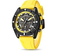 Megir Reloj de pulsera para hombre, analógico, luminoso, de cuarzo, con correa de silicona a la moda, amarillo, Correa
