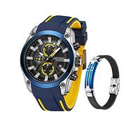 MEGIR Reloj de pulsera para hombre con cronógrafo de moda, correa de silicona y pulseras cruzadas, resistente al agua, fecha, reloj de cuarzo, deportivo, casual, para hombres