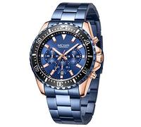 MEGIR - Reloj de pulsera para hombre de acero inoxidable de cuarzo de acero inoxidable