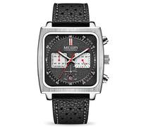 MEGIR Reloj de Pulsera Rectangular para Hombre, analógico, de Cuarzo, cronógrafo, Luminoso, Deportivo, con Correa de Cuero/Acero Inoxidable 2182G, Negro, Cronógrafo, Movimiento de Cuarzo