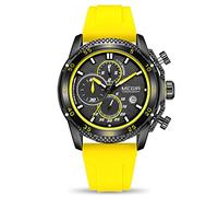 MEGIR Reloj deportivo analógico de cuarzo luminoso con correa de silicona para regalo, amarillo, Diseño elegante