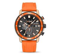MEGIR Reloj deportivo analógico de cuarzo para hombre, cronógrafo, militar, luminoso, correa de silicona 2224G, Naranja