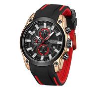 Megir Relojes para hombre, casual, militar, cronógrafo, negocios, deportes, trabajo, cuarzo (dorado), Correa