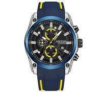 Megir Relojes para hombre, estilo informal, militar, cronógrafo, negocios, deportes, trabajo, cuarzo, azul, Correa