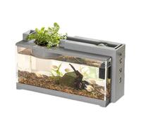 MegLob Acuario con Textura De Piedra De Plástico, Pecera Tropical De Mesa con Almohadilla Térmica Extraíble, Kit De Pecera Betta De Escritorio, Iniciador De Peces para Mascotas Pequeñas para Oficina