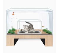 MegLob Acuario De Lecho De Gato De 27 Galones, Tanque De Pescado para Gato Deprimido, Tanque De Pescado Betta Grande para Gatos, Cueva De Gato De Vidrio De Visión Inmersiva