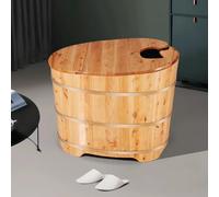 MegLob Bañera De Madera Maciza, Estilo Tradicional Oriental, Bañera Profunda, Bañera Pequeña De Madera para Baños Pequeños, Bañera Japonesa Ovalada De Cedro Macizo,110cm with Lid