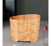 MegLob Bañera De Madera Maciza, Estilo Tradicional Oriental, Bañera Profunda, Bañera Pequeña De Madera para Baños Pequeños, Bañera Japonesa Ovalada De Cedro Macizo,110cm Without Lid