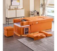 MegLob Cama De Spa De Cabeza, Cama De Champú Japonesa Y Mesa De Masaje De Elevación Eléctrica En 1, Cama De Spa De Champú De Salón De Belleza Profesional, Equipo De Spa Para La Cabeza,Naranja
