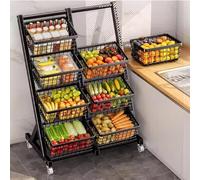 MegLob Carrito de exhibición móvil para tiendas minoristas, estante de alambre metálico con ruedas para papas fritas, estante para exhibición de dulces, bocadillos y golosinas,Negro