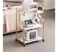 MegLob Carrito Para Salón De Belleza, Carrito Rodante Utilitario, Carrito Compacto Para Estación De Trabajo De Barbería, Carrito Para Almacenar Dispositivos De Esteticista Profesional,Gold 3 tier