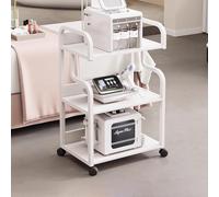 MegLob Carrito Para Salón De Belleza, Carrito Rodante Utilitario, Carrito Compacto Para Estación De Trabajo De Barbería, Carrito Para Almacenar Dispositivos De Esteticista Profesional,White 3 tier
