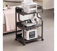 MegLob Carrito Para Salón De Belleza, Carrito Rodante Utilitario, Carrito Compacto Para Estación De Trabajo De Barbería, Carrito Para Almacenar Dispositivos De Esteticista Profesional,Black 3 tier