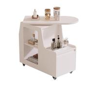 MegLob Cartero De Tranvía De Belleza Perezoso Susan, Carrito De Salón De Utilidad De Servicio Pesado Rotativo, Carro De Tranvía Esteticista Compacto,White 30x80x75cm