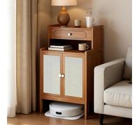 MegLob Gabinete De Soporte Para Robot Aspirador Retro, Gabinete De Almacenamiento De Esquina Oculto Para Aspiradora Robótica, Gabinete Con Soporte Para Robot De Barrido Independiente,Teak color