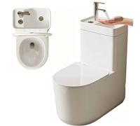 MegLob Inodoro Multifuncional Moderno Todo En Uno: Inodoro Redondo Compacto 2 En 1 Con Lavabo Integrado (Montaje De 12 Pulgadas) - Diseño Que Ahorra Espacio,Left