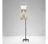 MegLob Maniquí De Costura Femenino De Talla Grande, Torso Sujetable con Alfileres, Maniquí De Mujer Rechoncha para Exhibición En Escaparates De Centros Comerciales,White no Arms casters