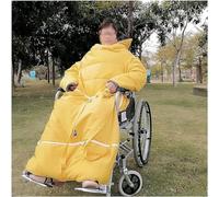 MegLob Manta Para Silla De Ruedas Con Mangas Desmontables, Manta De Invierno Impermeable Y Resistente Al Viento Para Personas Mayores, Plegable En Una Mochila,Yellow for adult