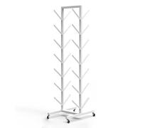 MegLob Soporte para Patinetas Independiente, Soporte De Almacenamiento para Tablas De Snowboard De Uso Comercial, Estante Metálico con Ruedas para Guardar Tablas De Snowboard,White 7 Tiers