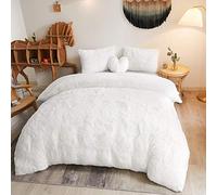 MEGO Juego de Funda de edredón de Felpa lanuda de Lujo, Juego de Funda de edredón Suave de 3 Piezas de Pelo sintético Esponjoso, Juego de Ropa de Cama de Terciopelo Mullido tamaño King (1 Funda de