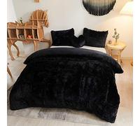 MEGO Juego de Funda de edredón de Felpa lanuda de Lujo, Ultra Suave, 3 Piezas, Juego de Funda de edredón de Pelo sintético Esponjoso (1 Funda de edredón Peluda + 2 Fundas de Almohada), Cierre de