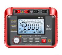 Megohmímetro digital, medidor digital de resistencia de aislamiento y probador de puesta a tierra, rango de 0.1 MΩ a 10 GΩ con voltaje de prueba de 600 V, pantalla retroiluminada, almacenamiento de