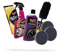 Meguiar's: Hot Rims - Limpiador de llantas de alto brillo para llantas de coche, cepillo para llantas, paño seco, limpieza óptima para llantas de aleación, brillo fresco para neumáticos