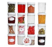 megusta!® 16 tarros de conserva con tapas | 200 ml | tapa diseño de corazón | para mermelada, alimentos infantiles, yogur | como tarro de postre | hornear + congelar | + etiquetas