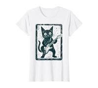 Meh Ghost with Black Cat Coffee Cute Halloween Spooky Season Camiseta gráfica económica, Mujer, Blanco, L