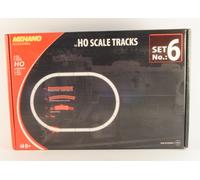 MEHANO F106 Set Base Binario Curvo + Contacto Enchufe 32pz Trazado Oval H0 1:87