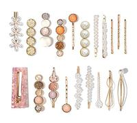 Mehayi 20 pinzas para el pelo con perlas y resina acrílica, pasadores, pasadores de pelo de mármol, horquilla geométrica de cristal con purpurina, accesorios dorados, regalos para mujeres y niñas