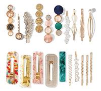 Mehayi 20 pinzas para el pelo con perlas y resina acrílica, pasadores, pasadores de pelo de mármol, horquilla geométrica de cristal con purpurina, accesorios dorados, regalos para mujeres y niñas