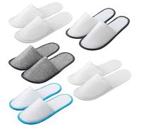 mehKnichpg 5 pares de pantuflas desechables para invitados; pantuflas de spa de hotel a granel; pantuflas de invitados para el hogar, hotel, spa, viajes, Colores mixtos, One Size 3X-Wide