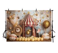 MEHOFOND 2,1 x 1,5 m Fondo de decoración de Carnaval Globos de oro Circo Animales estrellas guiados luces Fondo de Fotografía Cumpleaños Niños Decoración Banner
