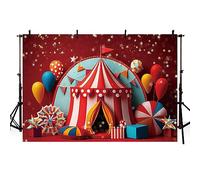 MEHOFOND 2.1 x 1.5 m rojo circo carnaval fotografía fondo banderas estrellas niños cumpleaños fiesta retrato decoración banner suministros fotográficos