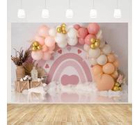MEHOFOND 2.1 x 1.5 m rosa bohemio arco iris niña cumpleaños fotografía globos decoración pastel bebé retrato foto banner pastel smash estudio foto accesorios suministros